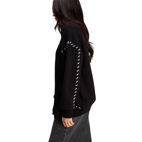 NWOT Oak + Fort Contrast Stitch Detail Button Front Cardigan - Picture 2 of 9